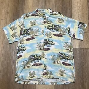 Vtg Ron Chereskin Hot Rod Short Sleeve Button Up Camp Shirt XL Tropical Palms